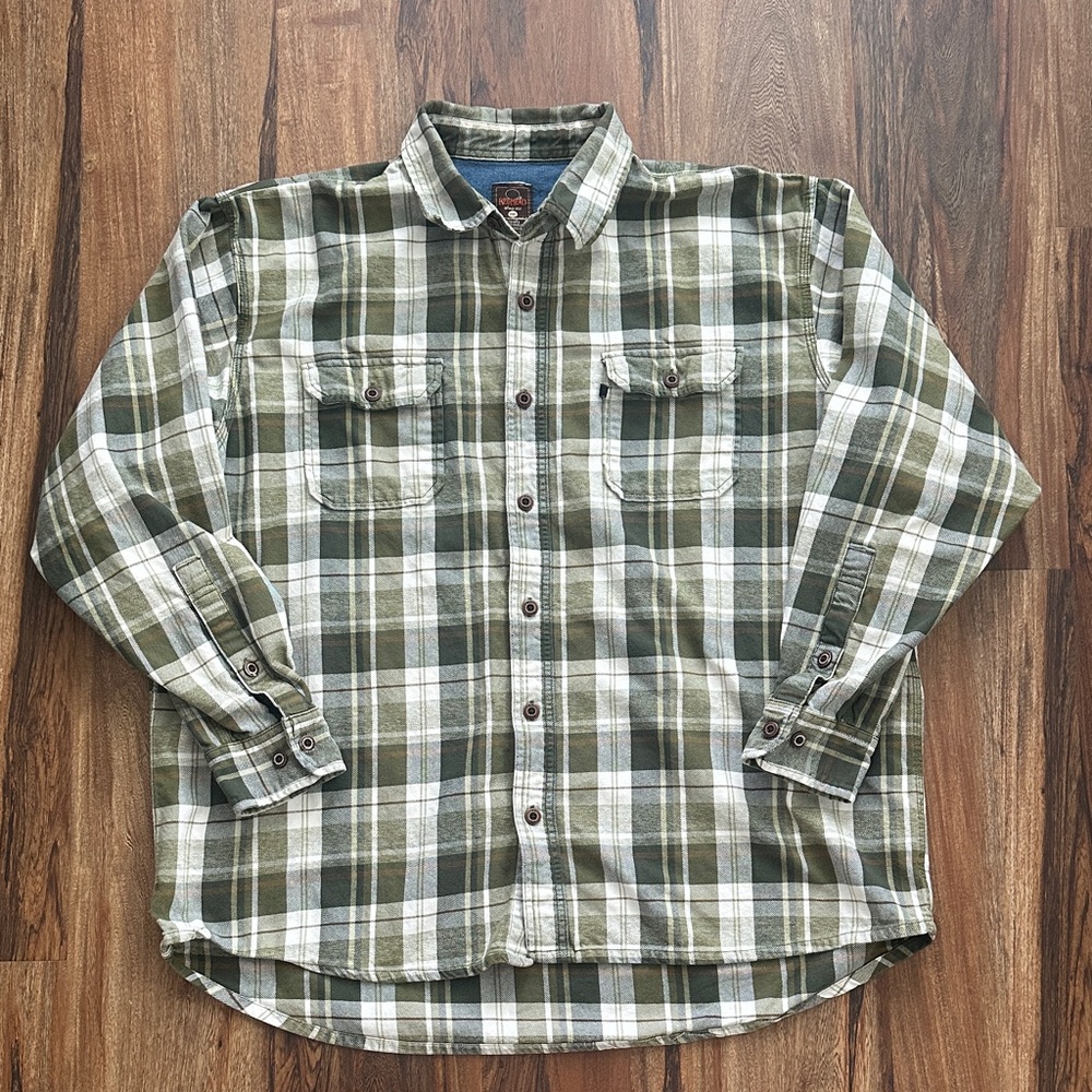 RedHead Green Plaid Flannel Button-Up Shirt Size 2XL